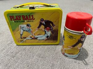 King Seeley Play Ball Baseball Metal Lunch Box with Thermos 1969 Vintage