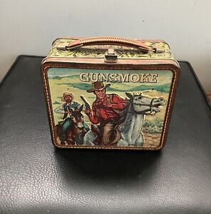 Lot 4 Vintage Lunch Boxes, Gunsmoke, Roy Rogers, Lassie, Muppets. Fair Condition
