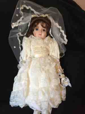 GORHAM  "Jennifer" PORCELAIN wedding DOLL 20" Mint Box" Musical " Gorgeous 1983