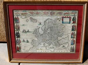 W.J. Blaeu Europa Recens Descripta Hand Colored Map Engraving 1664