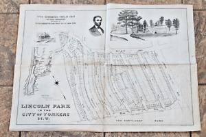 Antique 28 X 20" Broadside / Map Lincoln Park Yonkers New York 1893 , NY& N RR