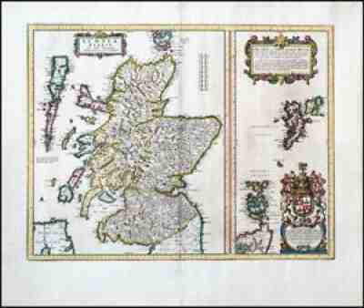 1654 SCOTIA REGNUM Map of Scotland, Shetland & Orkney Isles by BLAEU