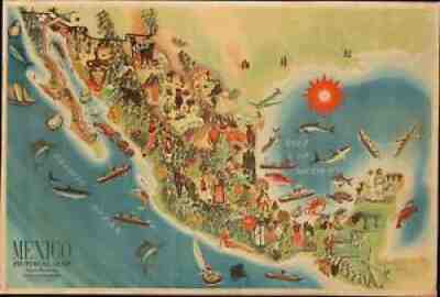 1931 Miguel Gomez Medina Pictorial Map of Mexico