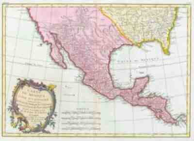 1771 Antique Map CARTE DU MEXIQUE TEXAS LOUISIANA BAJA CALIFORNIA FLORIDA (BLM)