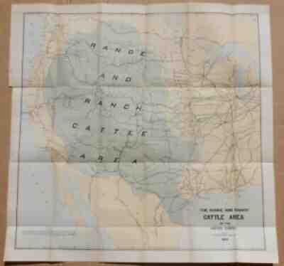 1884 map ð??© Range and Ranch CATTLE AREA Western United States CATTLE TRAILS