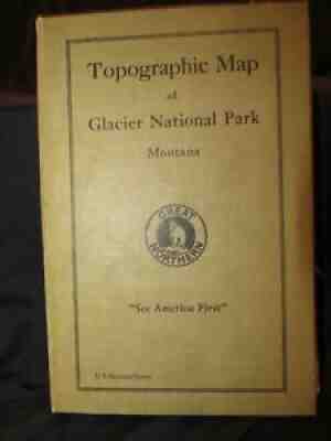 RARE: Glacier Park Map on Canvas! ~1915