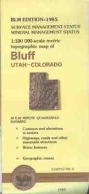 USGS BLM edition topographic map Utah Colorado BLUFF 1985 mineral CORTEZ SW/4