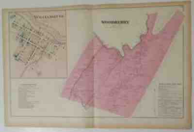 ORIG. 1873 HAND COLORD MAP,WOODBERRY TOWNSHIP WILLIAMSBURG BLAIR CO,PA,RAILROADS