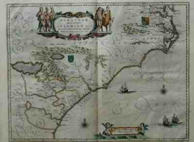 Map Willem Blaeu virginiae floridae Virginia Florida