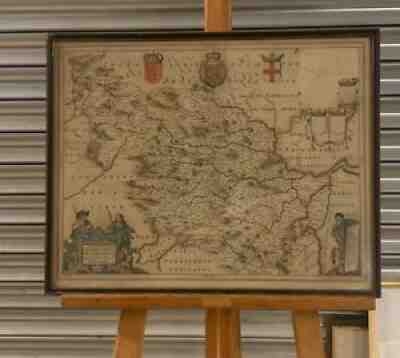 Antique Willem Janszoon Blaeu Hand Coloured Map Of Yorkshire Dated 1658