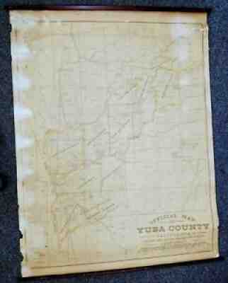 1914 Yuba County, CA Original WALL MAP 5 x 4 Feet on Canvas Names Landowners, RR