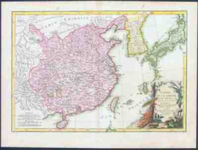 1762 Original Antique Map of CHINA KOREA and the ISLANDS OF JAPAN FORMOSA (BLM)