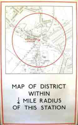 LONDON TUBE POSTER: SOUTHGATE. Uncommon map, 1/4 mile around the station in 1933