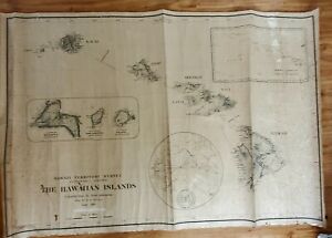 Antique Map of Hawaiian Islands 1919  H.E. Newton 60x40 Original Schmidth L. Co