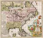 Antique Map of North America showing 18th century colonial powers