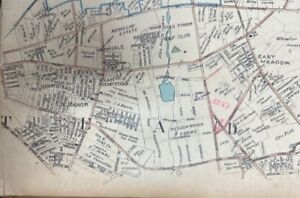 ORIGINAL 1923 LONG ISLAND NASSAU COUNTY MITCHELL FIELD - SUFFOLK LINE ATLAS MAP