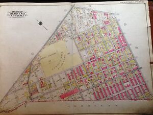 1915 RIDGEWOOD E. WILLIAMSBURG AHAWITH LINDEN HILL CEMETERY QUEENS NY ATLAS MAP