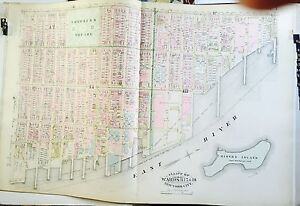 1885 ROBINSON ATLAS MAP EAST GREENWICH VILLAGE ALPHABET CITY MANHATTAN NEW YORK