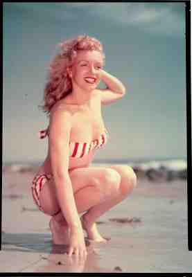 * MARILYN MONROE * SCARCE IN SWIMSUIT 1949 VINTAGE 8 x 10 COLOR TRANSPARENCY 