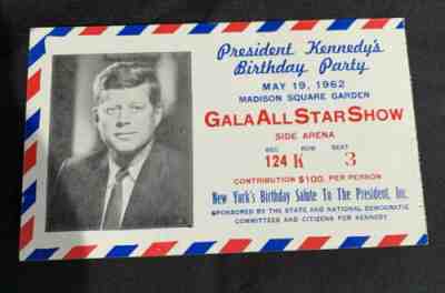  JFK Kennedy Ticket to 1962 Birthday Party NYC/Marilyn Monroe