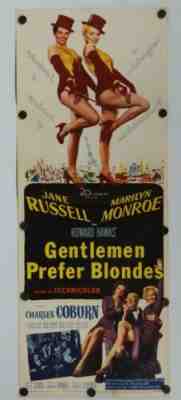 Gentlemen Prefer Blondes 1953 Marilyn Monroe Orig. Insert Movie Poster 14