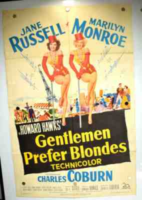 GENTLEMEN PREFER BLONDES Original 1 Sheet Movie Poster 1953 Marilyn Monroe