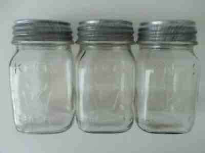 KNOX KEYSTONE PINT MASON CANNING JARS/Zinc Lids Set of 3 Pennsylvania Vintage