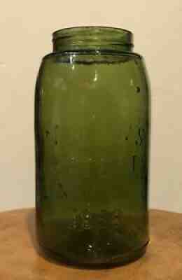 MP Masons Patent 1858 Dark Olive Green Smooth Lip Fruit Jar 5 Dots Great Color!