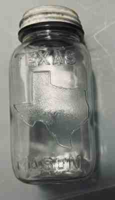 VINTAGE RARE QUART TEXAS MASON JAR W/LID & #1 ON BOTTOM KNOX GLASS CO 1947-1948