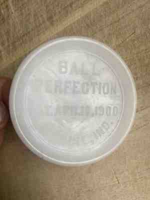 Antique RARE BALL PERFECTION milk glass mason jar lid