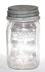 Vintage Texas Mason Jar Knox Glass Palestine Texas Pint Jar CC1