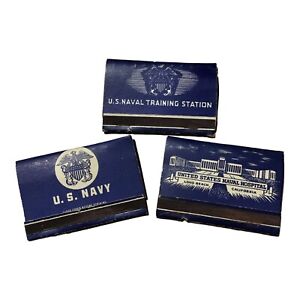 Set of 3 WWII U.S. NAVY, U.S Naval Training & Naval Hospital Intact Matchbooks