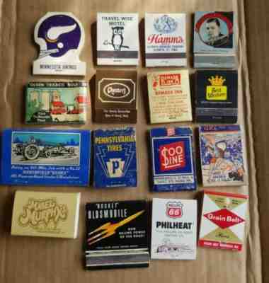 Lot of 16 Vintage Match Books Minnesota Vikings Texaco Hamms Beer Phillips 66