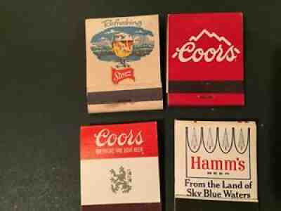 Vintage 4 matchbooks - Hamms, Storz, Coors beer - all unstruck - Excellent