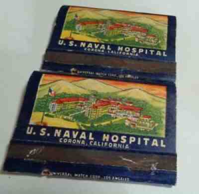 2 U.S. Naval Hospital Corona California Vintage Matchbook Cover Intact VINTAGE