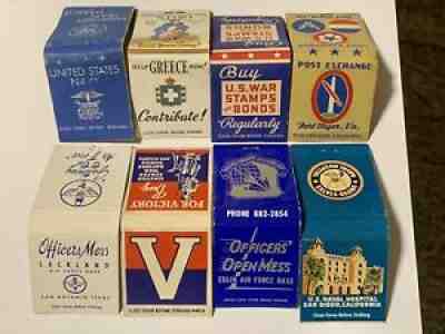 Lot of 8 Military / WW ll Vintage Full Unused Matchbooks Navy Air Force-War Bond