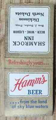 Bobbie Matchbook USA Dickinson North Dakota Shamrock Inn Hamms Beer