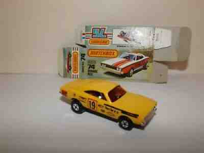 MATCHBOX S/F ROMAN NUMERALS NO. V HOT SMOKER YELLOW BODY MI 74 ORANGE PEEL BOX