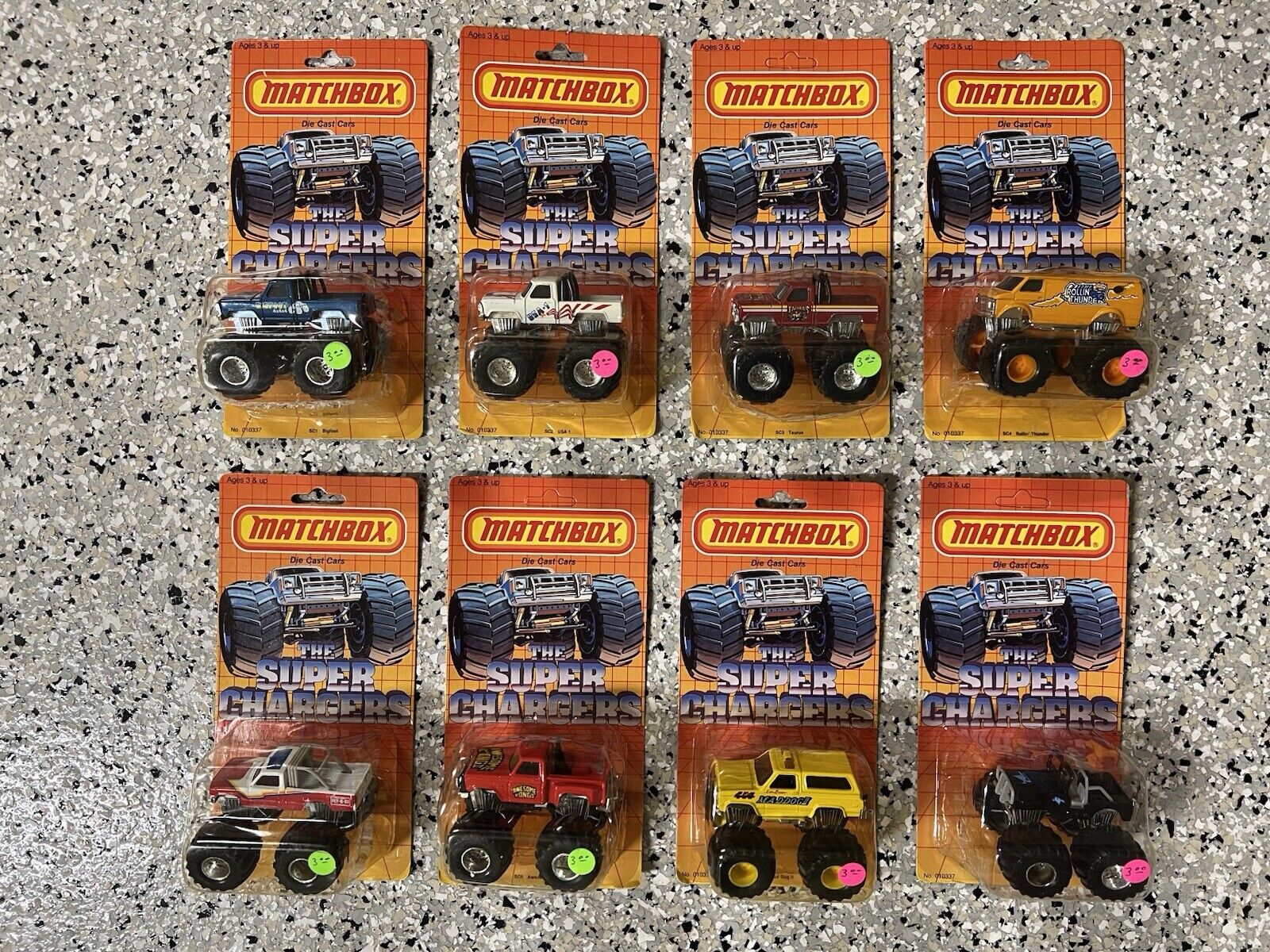 Lot Of 8 Matchbox Super Chargers Monster Truck Lot Ford USA Rollin' Thunder 1985