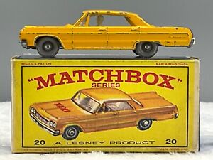 Rarest Moko Matchbox #20 Impala Taxi,G,P,W, GOOD boxed all original