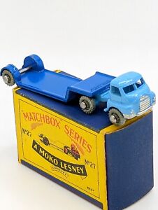 Matchbox Moko Lesney 27a Bedford Low Loader 1956 RARE BLUE MIMB diecast truck