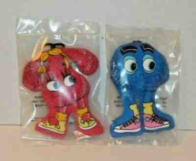 1987 McDonalds Blue Fry Guy & Pink Fry Girl Hanging stuffed ornament figures MIP