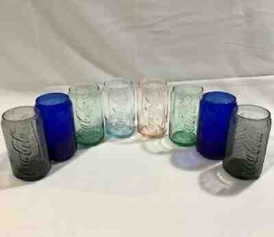 Lot of 8 Tokyo Japan McDonalds Coca Cola Can Glasses Blue Pink Green Gray UNUSED