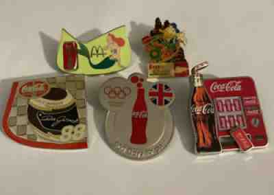 4 COCA COLA Collector Lapel Pins OLYMPIC RACECAR Mcdonalds DISNEY Euro