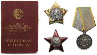 WWII Orders Medals Set Suvorov 2, Red Star, Medal For Battle Merit Docs