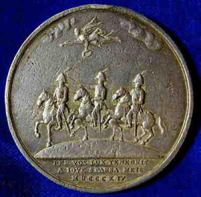 1814 Peace of Paris, rare Silver Medal by the Jewish Vienna Engraver Wappenstein