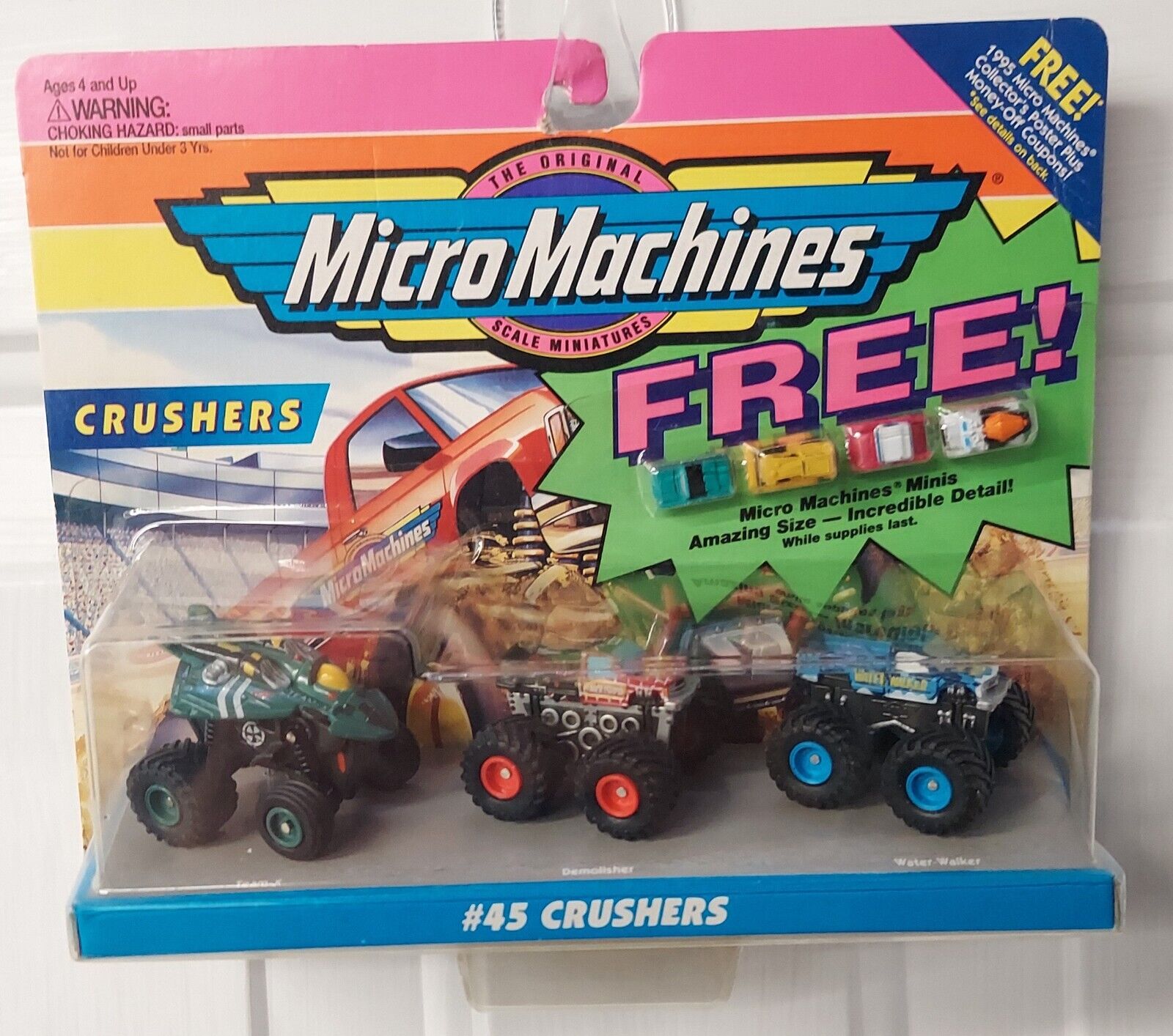 Micro Machines #45 Crushers W/ Bonus Minis RARE HTF Cement Mixer Bulldozer