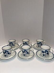 6 Vintage Mikasa Cordon Bleu Tree Candy Dinner Cups & Saucers Mint!