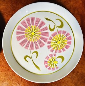 Set Of 4 Rare Atomic Pink Candy Mikasa Duplex Ben Seibel Dinner Plates MCM Daisy