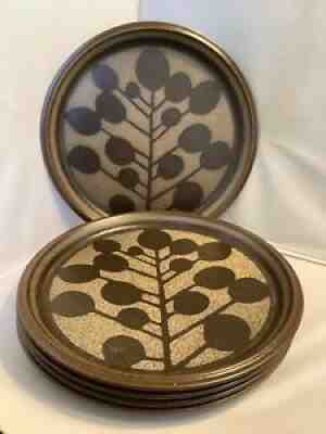 5 RETRO MIKASA ULTIMA PLUS CANDY TREE DINNER PLATES F2005 Brown G23